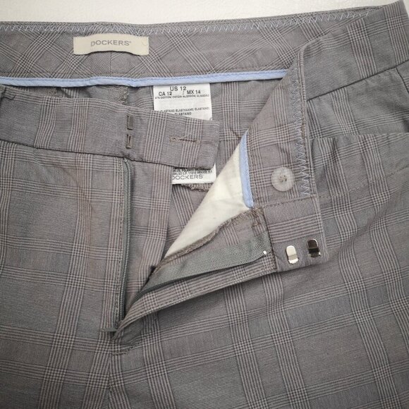 Dockers Ladies Size 12 Grey Plaid Wide Straight Legs Capri Pants - Picture 10 of 15